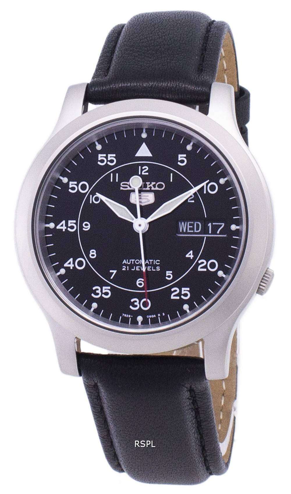 men's watch black leather strap