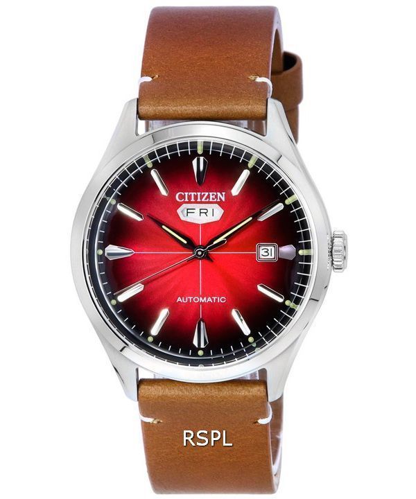 Citizen Mechanical Calf Leather Strap Red Dial Automatic NH8390-11X Men ...