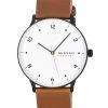 Skagen Riis Medium Brown Leather Strap White Dial Quartz SKW6883 Mens Watch