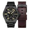 AVI-8 Spitfire Type 300 Midnight Chrome Black Dial Automatic AV-4073-33 Men's Watch With Extra Strap