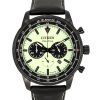 Citizen Eco-Drive Chronograph Leather Strap Full Luminous Green Dial CA4505-21X 100M Men's Watch