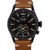 Iron Annie Flight Control Dual Time Leather Strap Black Dial Quartz 51442 Mens Watch