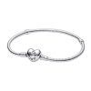 Pandora Moments Silver Bracelet With Heart Shaped Clasp 590719-18 For Women