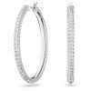 Swarovski Dextera Mixed Clear Crystals And Rhodium Plated Hoop Earrings 5389432 For Women