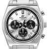 Casio Edifice Analog Chronograph Stainless Steel Silver Dial Quartz EFB-730D-7AV 100M Men's Watch