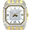 Bulova Octava Crystal Accents Gold Tone Stainless Steel Silver Dial Quartz 98A295 Mens Watch