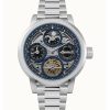 Ingersoll The Arc Moon Phase Stainless Steel Blue Skeleton Dial Automatic I16003 Men's Watch