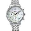 Fossil Neutra Chronograph Crystal Accents Stainless Steel White Mother Of Pearl Dial Quartz ES5357 Women's Watch